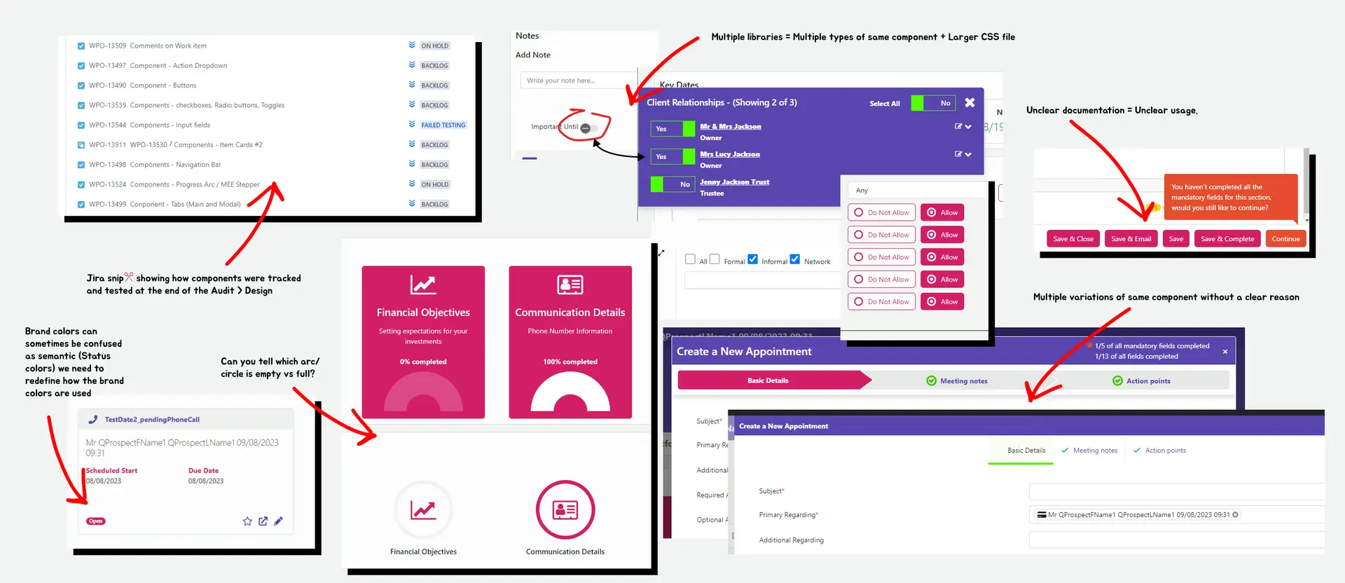 UX/UI audit scrapboard